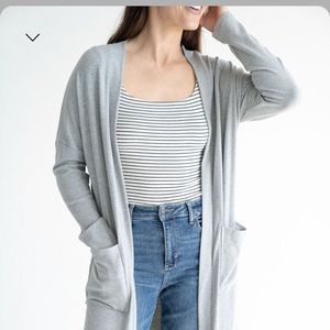Carly Jean Los Angeles Grey Ribbed Cardigan